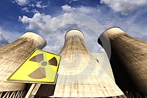 Nuclear power station realistic 3D render with rea