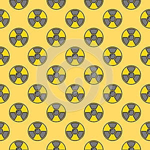 Nuclear Radiation Energy vector Danger Zone colored seamless pattern