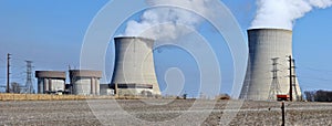 Nuclear reactor containment buildings and cooling towers photo