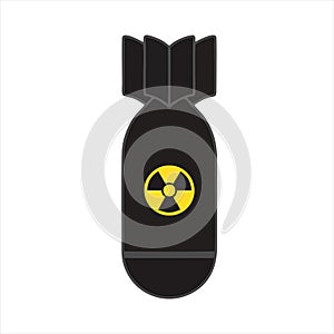 Nuclear Rocket Air Bomb, Atomic Bombshell. Flat Vector Icon illustration.