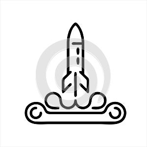 Nuclear Rocket Air Bomb, Atomic Bombshell. Flat Vector Icon illustration.