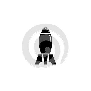 Nuclear Rocket Air Bomb, Atomic Bombshell. Flat Vector Icon illustration. Simple black symbol on white background. Nuclear Rocket