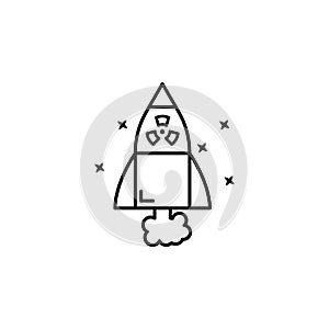 Nuclear rocket bomb icon. Simple line outline  of nuclear energy icons for ui and ux website or mobile application