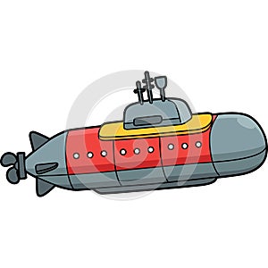 Nuclear Submarine Cartoon Colored Clipart