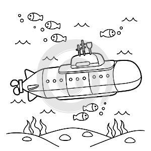 Nuclear Submarine Vehicle Coloring Page for Kids