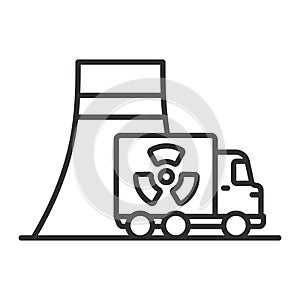 Nuclear transportation, in line design. Nuclear, Transportation, Safety, Cargo, Truck, Radioactive, Hazardous, on white photo