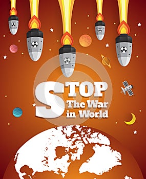 Nuclear war - atom bombs falling on Earth