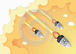 Nuclear war - atom bombs falling on the sky