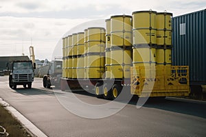 nuclear waste being transported in secure containers from reactor to storage facility