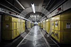 nuclear waste repository, with monitoring equipment and safety protocols in place