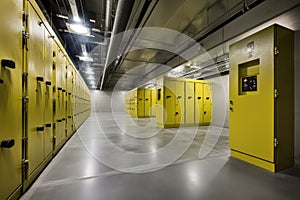 nuclear waste storage facility, with sleek and efficient designs to safely store waste for decades