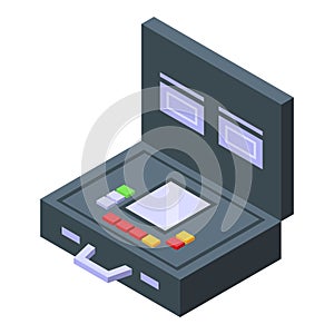 Nuclear weapon case icon isometric vector. Army gun battle
