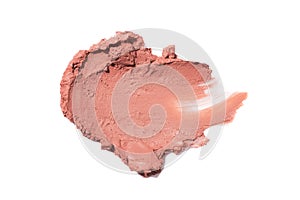 Nude color matte lipstick or lip gloss smear