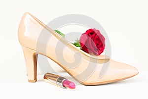 Nude colored high heels still life