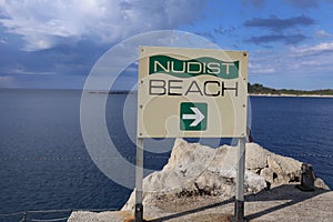 Nudist Beach direction, Croatia.