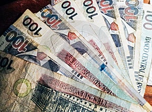 100 nuevos soles banknotes photo