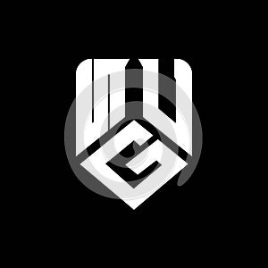 NUF abstract monogram shield logo design on white background. NUF creative initials