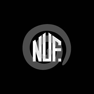 NUF letter logo design on BLACK background. NUF creative initials letter logo concept. NUF letter design.NUF letter logo design on