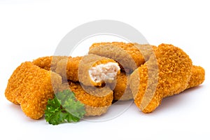 Nugget chiken on the white background.