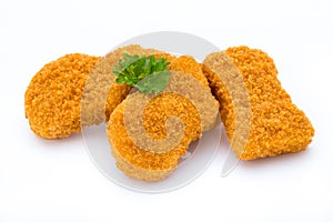 Nugget chiken on the white background.