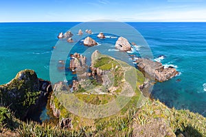 Nugget Point aerial view, Southland, New Zealand photo