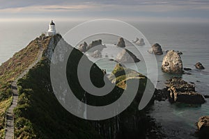 Nugget Point lighthouse, Catlins, New Zealand photo