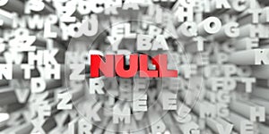 NULL - Red text on typography background - 3D rendered royalty free stock image