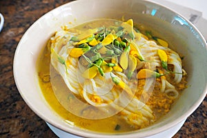 Num Banh Chok, or Traditional Cambodian Rice Noodles photo