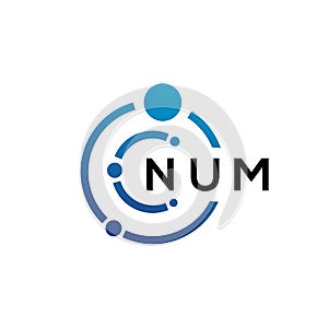 NUM letter technology logo design on white background. NUM creative initials letter IT logo concept. NUM letter design