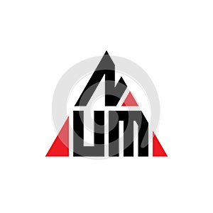 NUM triangle letter logo design with triangle shape. NUM triangle logo design monogram. NUM triangle vector logo template with red