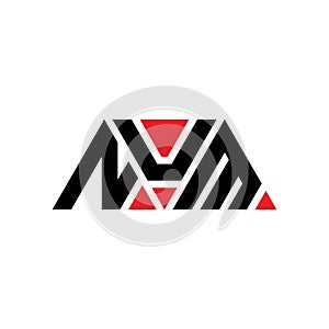 NUM triangle letter logo design with triangle shape. NUM triangle logo design monogram. NUM triangle vector logo template with red