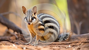 Numbat Myrmecobius fasciatus also noombat or walpurti, insectivorous diurnal marsupial generative ai photo