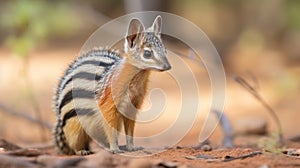 Numbat Myrmecobius fasciatus also noombat or walpurti, insectivorous diurnal marsupial generative ai photo