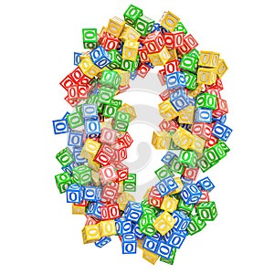 Number 0, from ABC Alphabet Wooden Blocks. 3D rendering