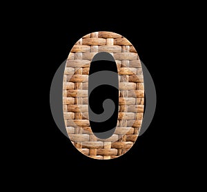 Number 0 - Symmetrically intertwined natural rattan background