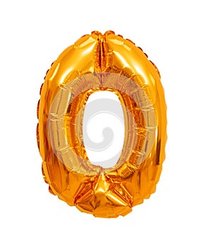 Number 0 zero from balloons orange