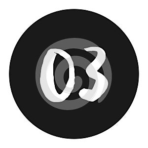 number 03 in a black circle