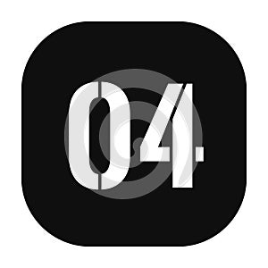 Number 04 logo with isolated black square frame