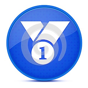 Number 1 aesthetic glossy blue round button abstract