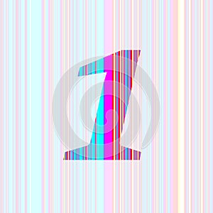 number 1 of the alphabet made with stripes with colors purple, pink, blue, yellow