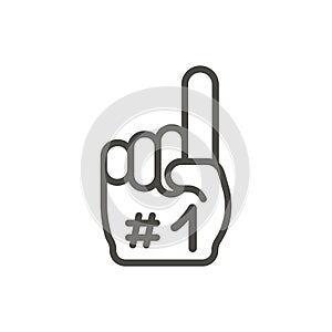 Number 1 fan icon vector. Line finger hand symbol.