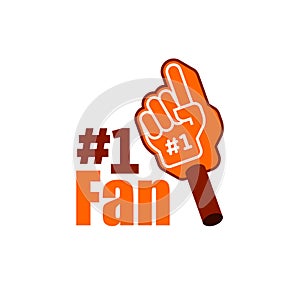 Number 1 fan vector. hand glove with raised finger supporter vector