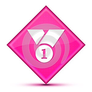 Number 1 icon isolated on special blue diamond button illustration