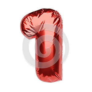 Number 1 made of red balloon isolated on white background. 3D illustration