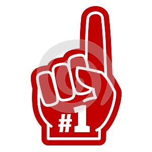 Number 1 one sports fan foam hand with raising forefinger vector icon