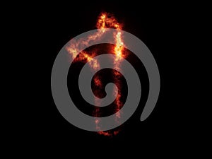 Number "1" in red flames on a dark background