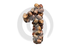 Number 1 from wooden barrels, 3D rendering
