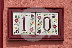 Number 10 painted tiles