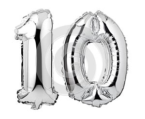 number 10 of silver foil balloons