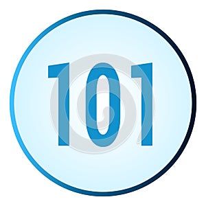 Number 101 symbol or logo with round frame in blue gradient color
